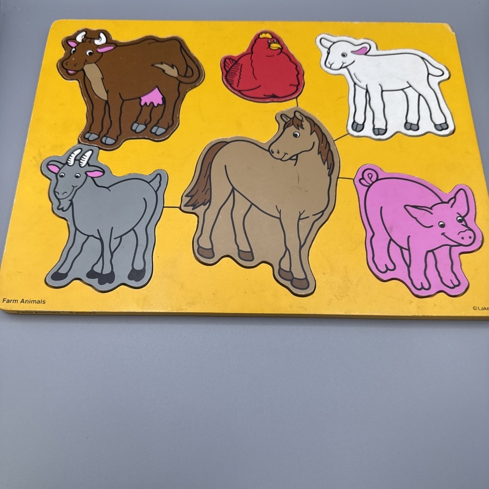 Vintage Lakeshore Farm Animals 6 Piece Puzzle